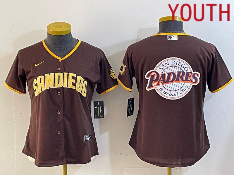 Youth San Diego Padres Blank Browm Game 2024 Nike MLB Jersey style 9->youth mlb jersey->Youth Jersey